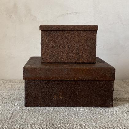 beautiful handcrafted iron boxes / minimal design / rust effect