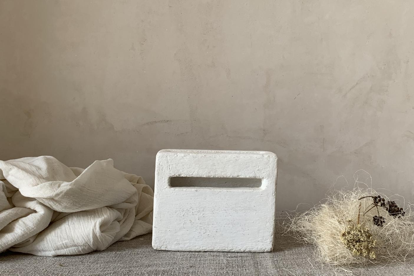  rectangular whitewashed  vase